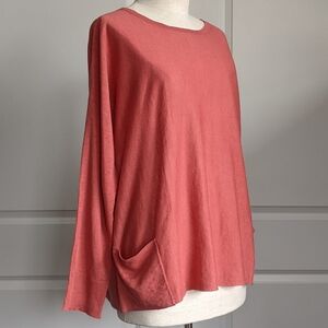 Eileen Fisher Top Pullover Lightweight Long Sleeve Cotton Linen Cedar M NWT